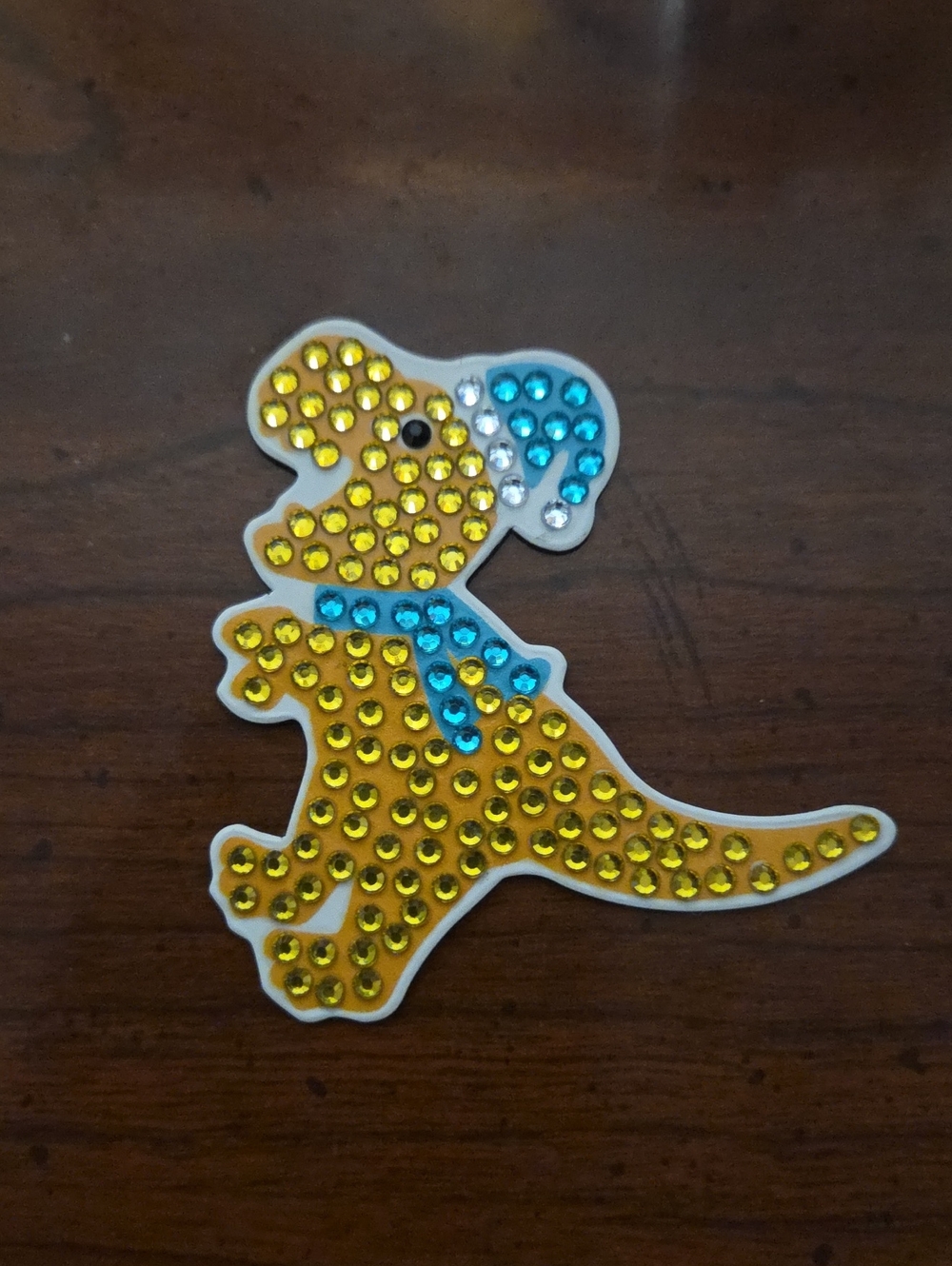 Handmade Yellow and Blue Crystal Dinosaur Magnet